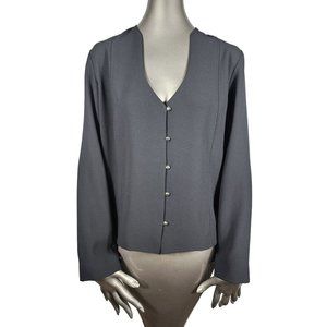 IRO NWT Black Blouse Top 38 Silver Button Detail Longsleeve Solid Shirt 6